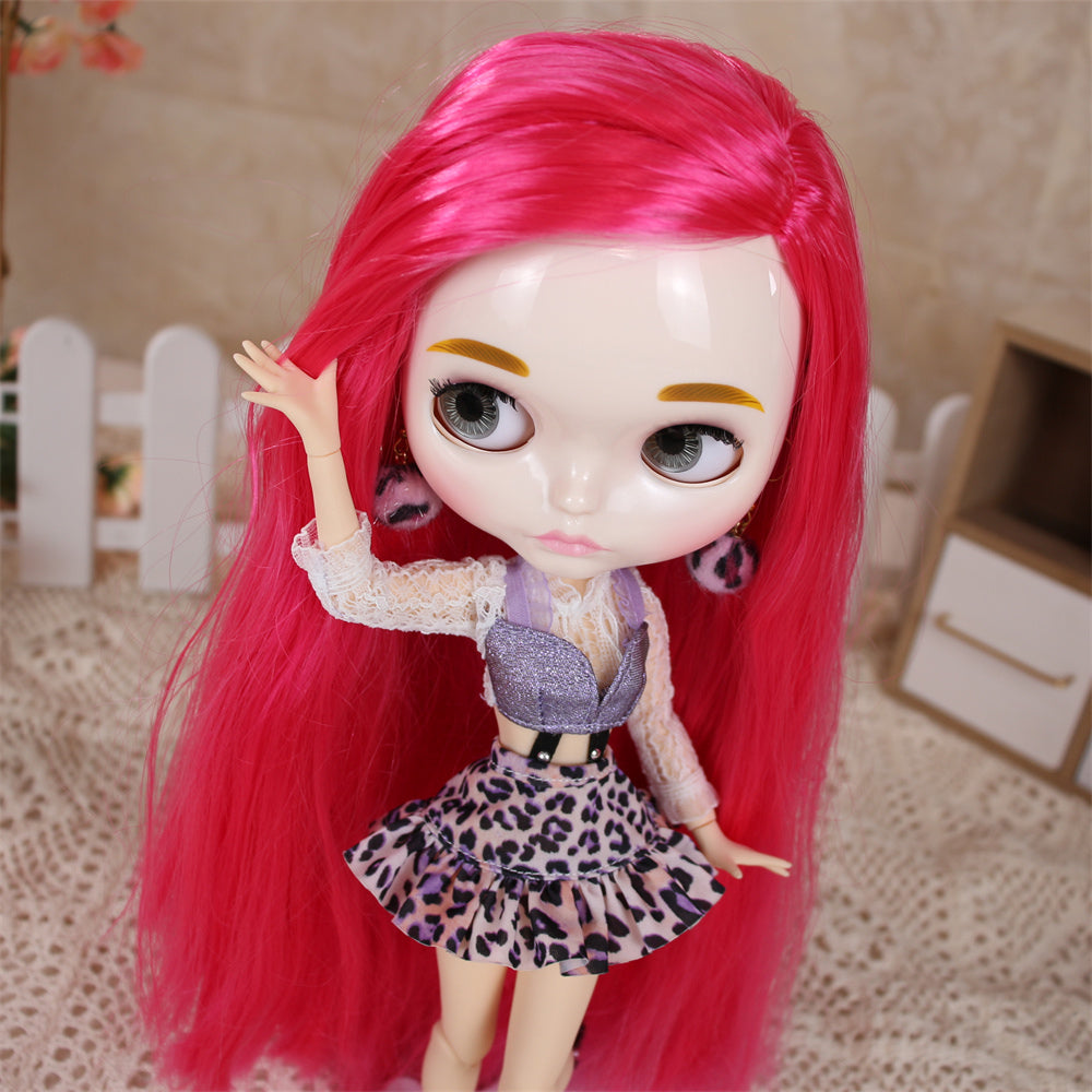 Nude Blythe Doll with White Skin, Shiny Face & Eyebrows & Jointed Body