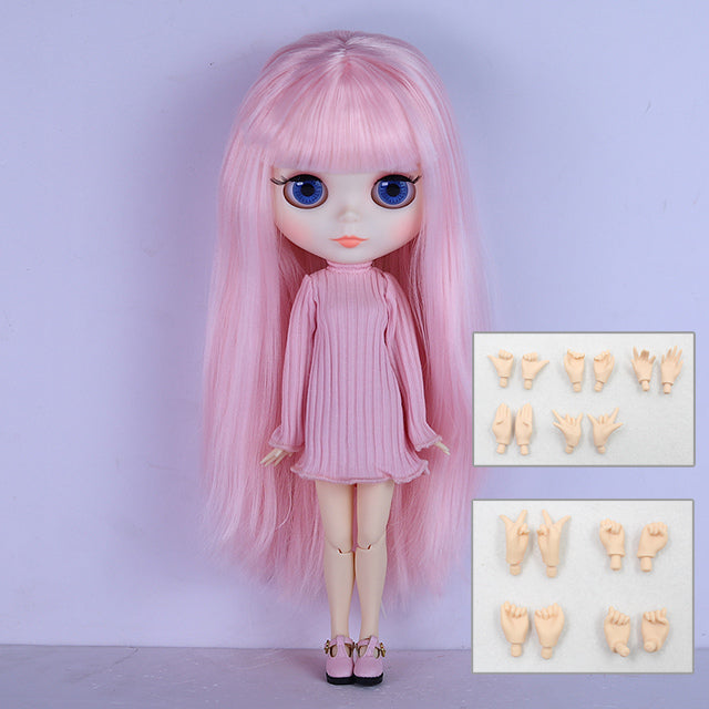 Neo Blythe Doll with White Skin, Matte Face & Eyebrows & Jointed Body