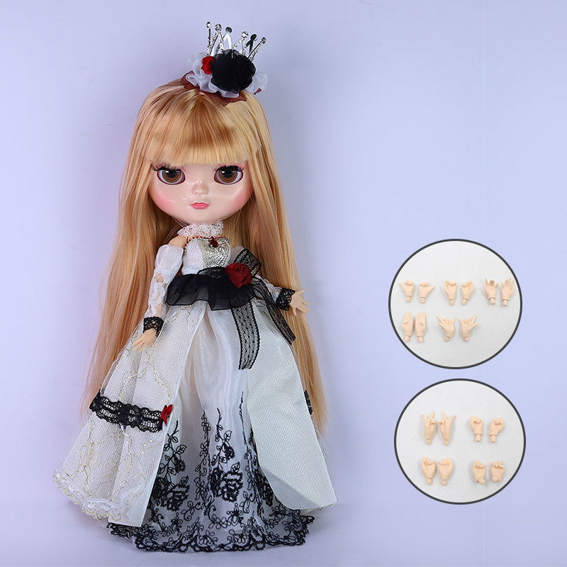 Neo Blythe Doll Azone C-cup Joint Body with Natural Skin, Shiny Face, Long Straight Brown Hair