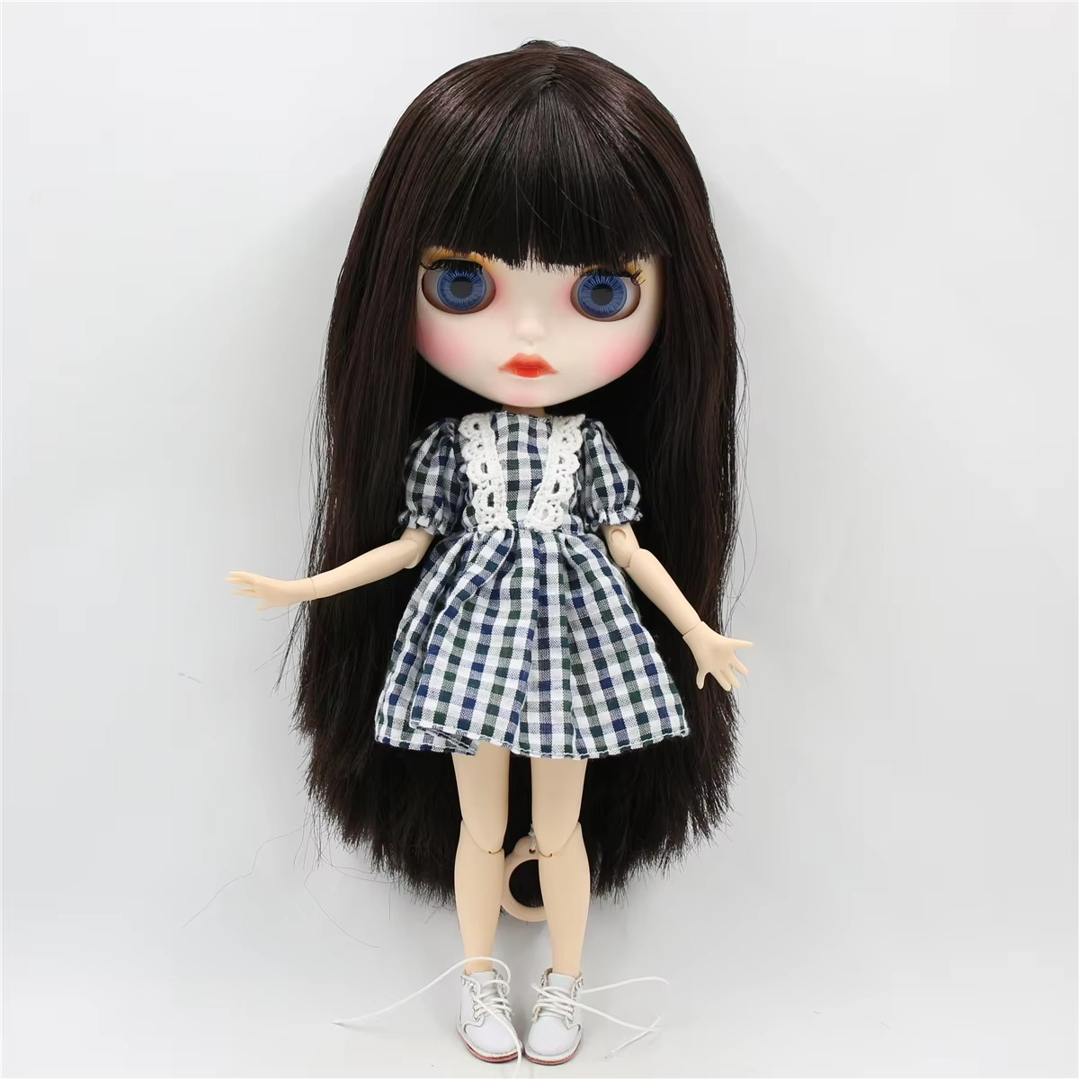Neo Blythe Nude Doll with White Skin, Matte Face, Brown Long Hair