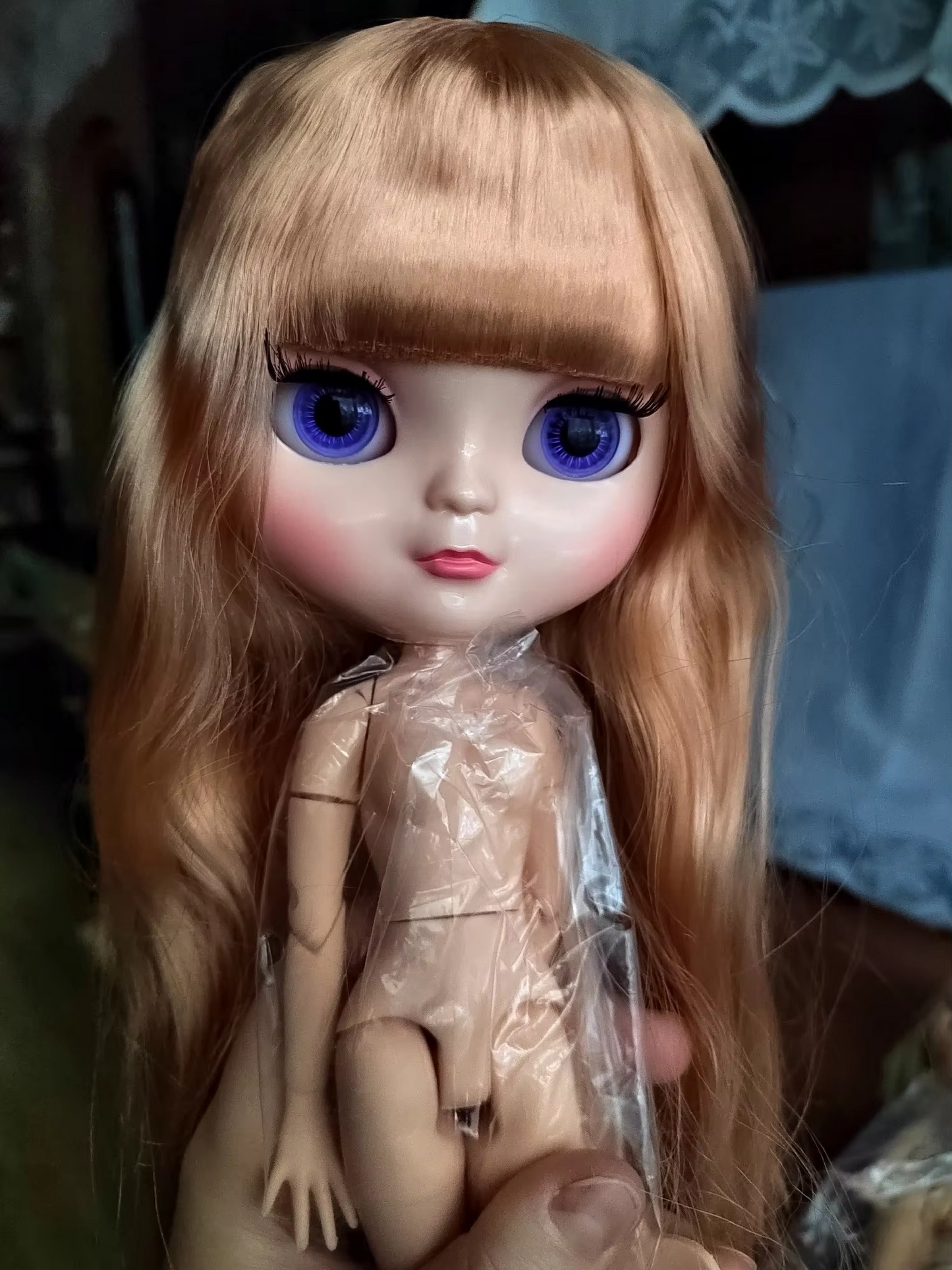 Neo Blythe Doll Azone C-cup Joint Body with Natural Skin, Shiny Face, Long Straight Brown Hair