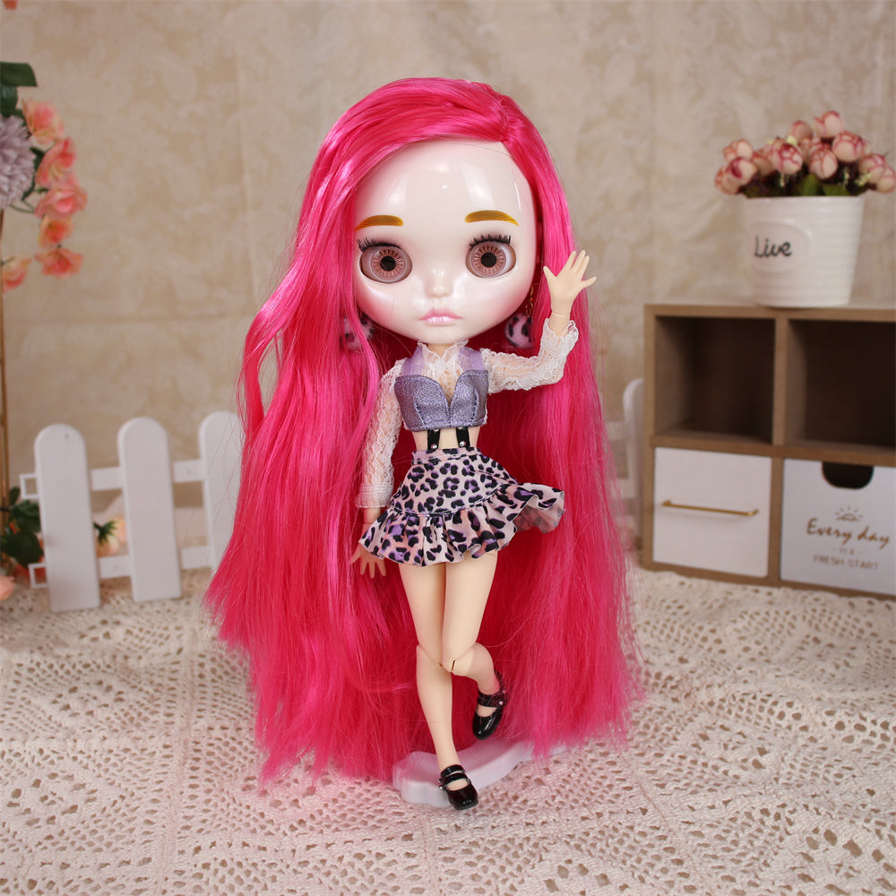 Nude Blythe Doll with White Skin, Shiny Face & Eyebrows & Jointed Body