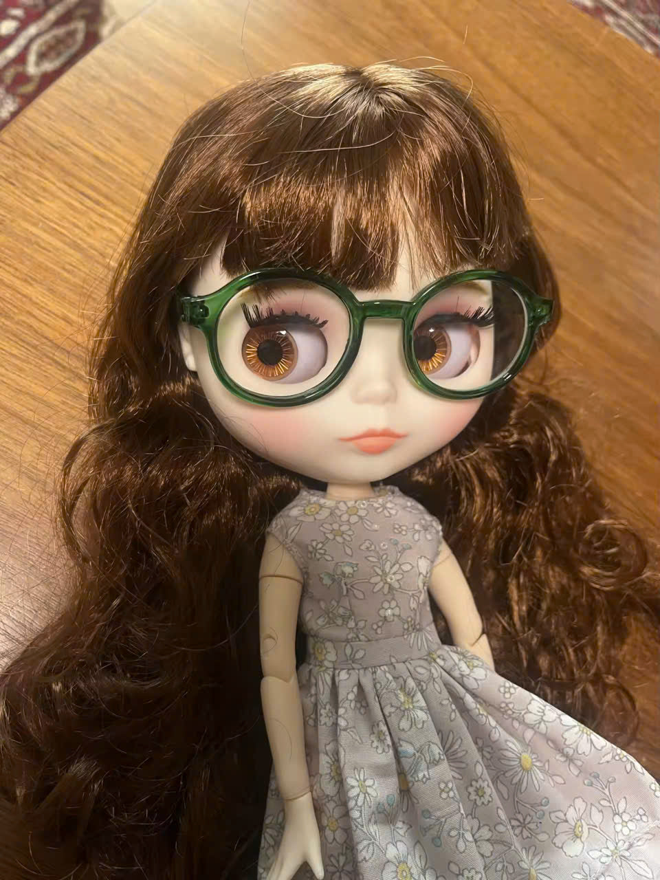 Nude Blythe Doll with Natural Skin Glossy Face & Long Chocolate Curly Hair
