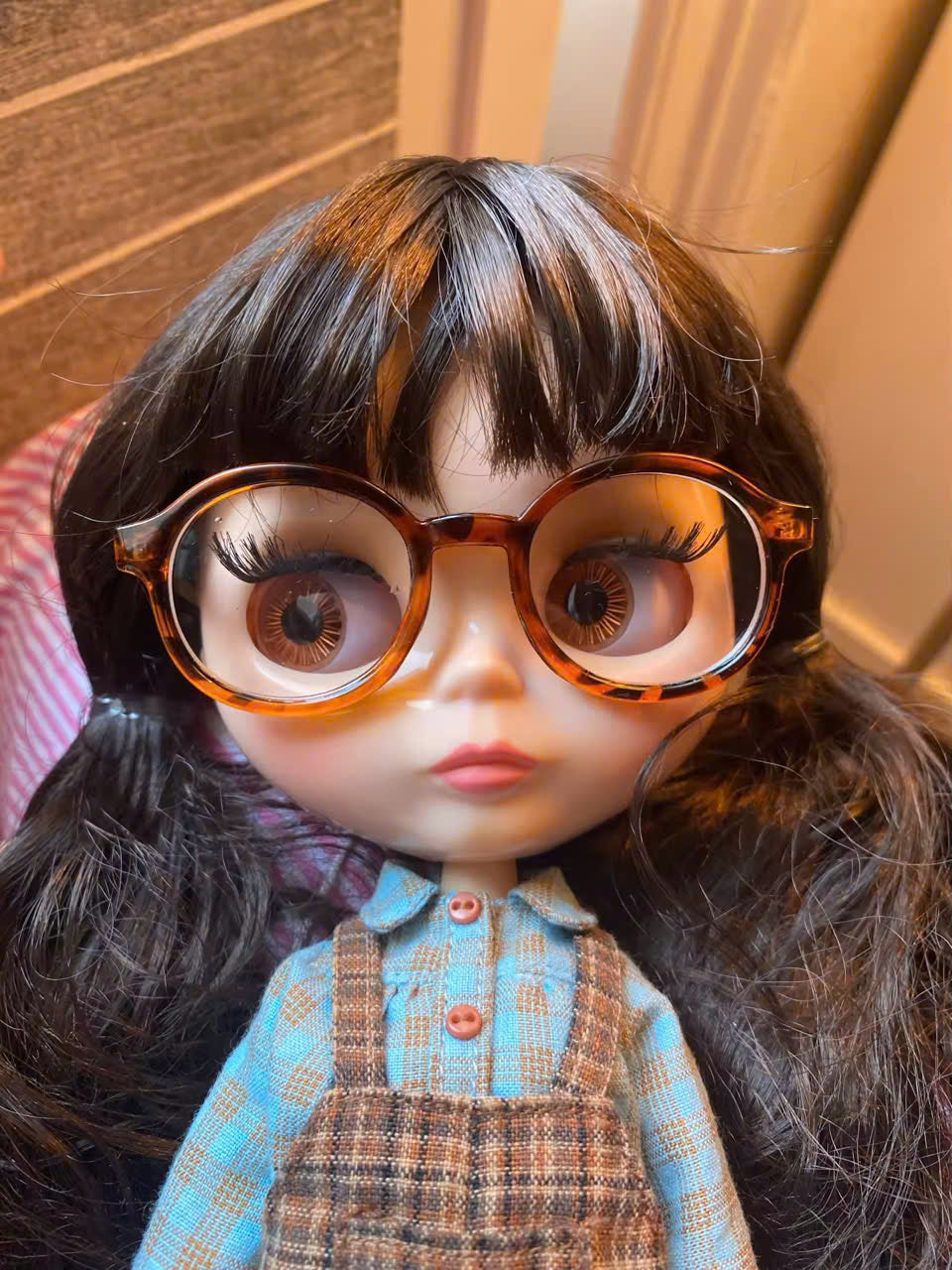 Nude Blythe Doll with Natural Skin Glossy Face & Long Chocolate Curly Hair