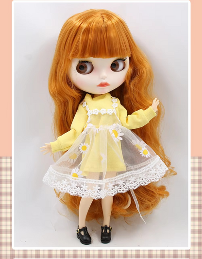 Elizabeth - Neo Blythe Doll with White Skin, Matte Face, Joint Body, Orange Curls