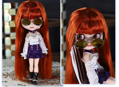 Dorothy - Premium Custom Neo Blythe Doll with Wood Red Hair, White Skin & Matte Face