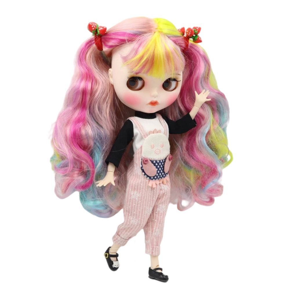 Leah – Premium Custom Neo Blythe Doll with Multi-Color Hair, White Skin & Matte Pouty Face