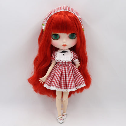 Margaret – Premium Custom Neo Blythe Doll with Red Hair, White Skin & Matte Pouty Face