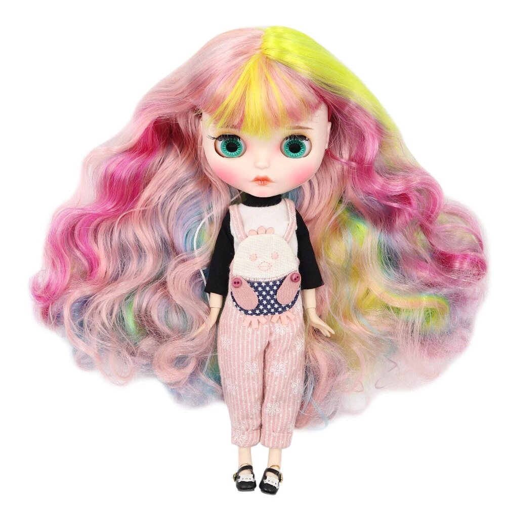 Leah – Premium Custom Neo Blythe Doll with Multi-Color Hair, White Skin & Matte Pouty Face