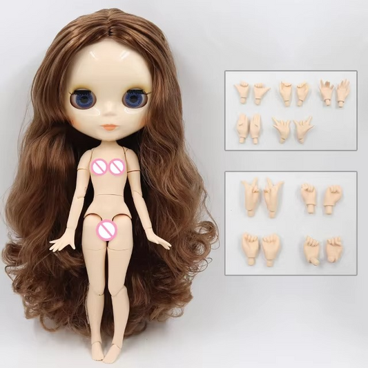 Neo Blythe Doll, White Skin, Matte Face, Short Dark Brown Hair no Bangs, Jointed Body