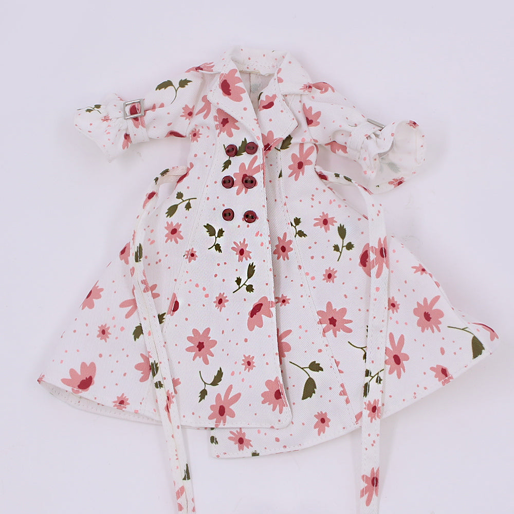 Neo Blythe doll outfit featuring a stylish flower dress with pink floral patterns, perfect for 1/6 BJD dolls.