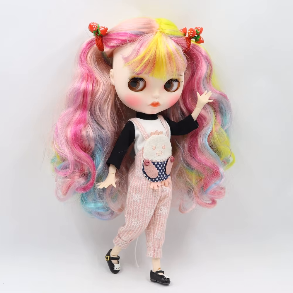 Leah – Premium Custom Neo Blythe Doll with Multi-Color Hair, White Skin & Matte Pouty Face