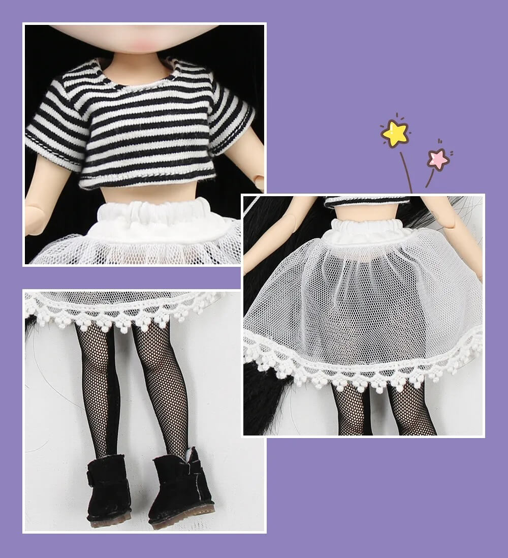Tania – Premium Custom Neo Blythe Doll with Black Hair, White Skin & Matte Pouty Face
