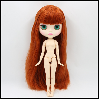 Jennifer - Premium Custom Neo Blythe Doll with Red-Brown Hair, White Skin & Matte Face