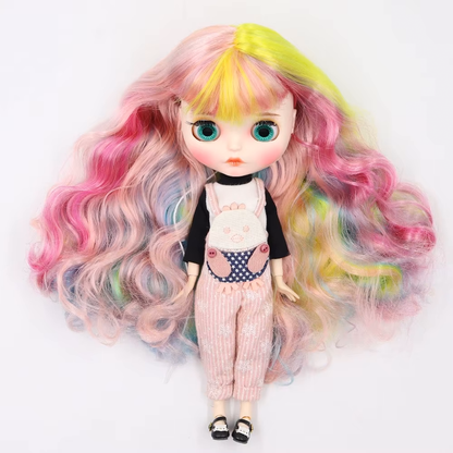 Leah – Premium Custom Neo Blythe Doll with Multi-Color Hair, White Skin & Matte Pouty Face