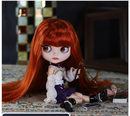 Dorothy - Premium Custom Neo Blythe Doll with Wood Red Hair, White Skin & Matte Face