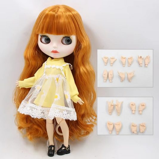Elizabeth - Neo Blythe Doll with White Skin, Matte Face, Joint Body, Orange Curls