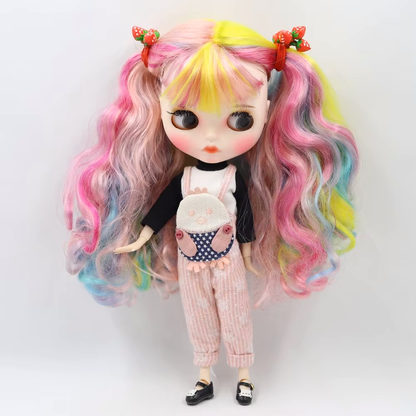 Leah – Premium Custom Neo Blythe Doll with Multi-Color Hair, White Skin & Matte Pouty Face