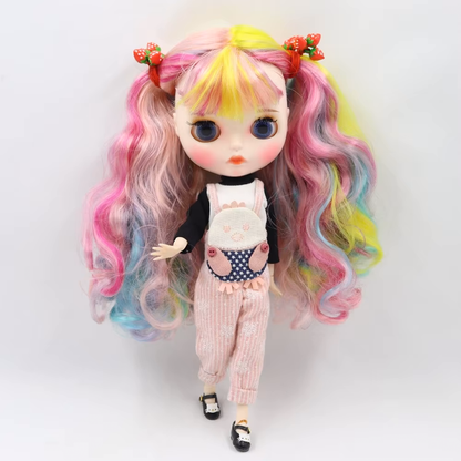 Leah – Premium Custom Neo Blythe Doll with Multi-Color Hair, White Skin & Matte Pouty Face