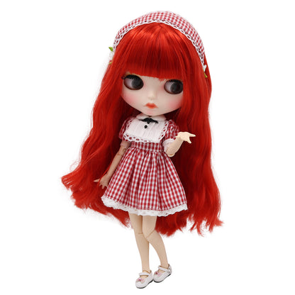 Margaret – Premium Custom Neo Blythe Doll with Red Hair, White Skin & Matte Pouty Face