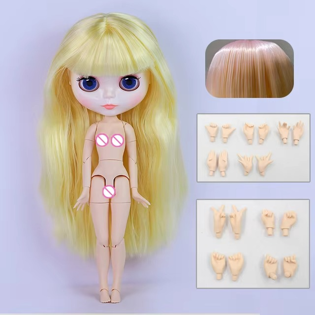 Neo Blythe Doll with Dark Blond Hair, White Skin, Shiny Face
