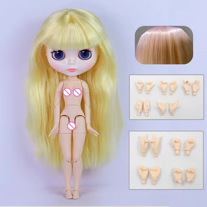Neo Blythe Doll with Dark Blond Hair, White Skin, Shiny Face