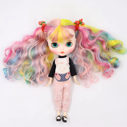 Leah – Premium Custom Neo Blythe Doll with Multi-Color Hair, White Skin & Matte Pouty Face