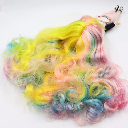 Leah – Premium Custom Neo Blythe Doll with Multi-Color Hair, White Skin & Matte Pouty Face