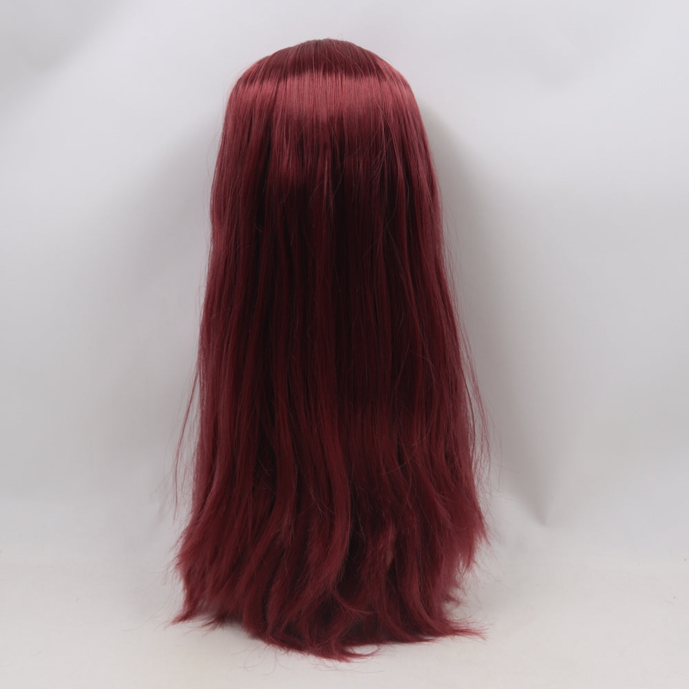 Susan - Premium Custom Neo Blythe Doll with Red Wine Hair, White Skin & Matte Pouty Face