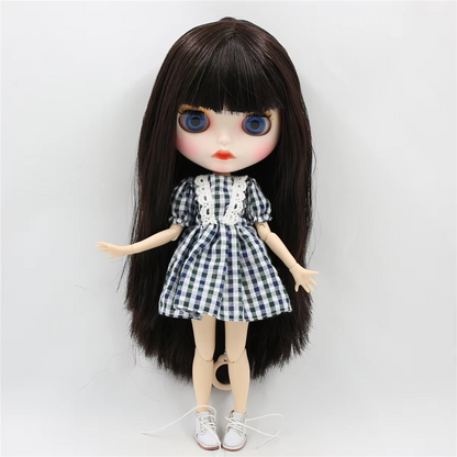 Neo Blythe Nude Doll with White Skin, Matte Face, Brown Long Hair
