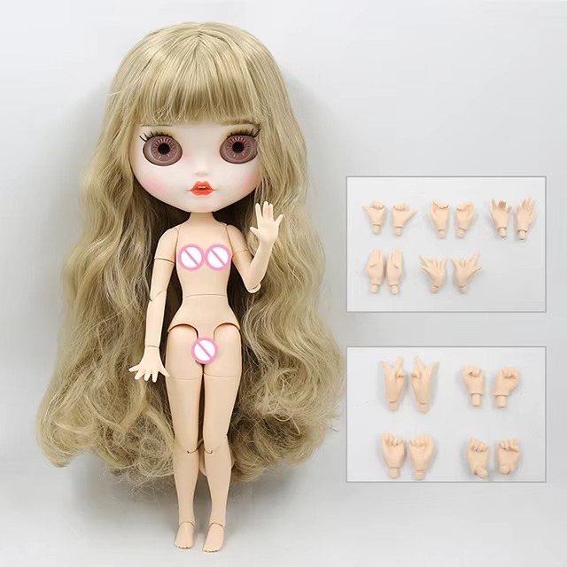 Barbara - Neo Blythe Doll with Blonde Hair, White Skin, Matte Smiling Face & Custom