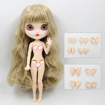 Barbara - Neo Blythe Doll with Blonde Hair, White Skin, Matte Smiling Face & Custom