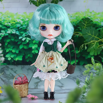 Neo Blythe Doll with Green Hair White Skin Matte Cute