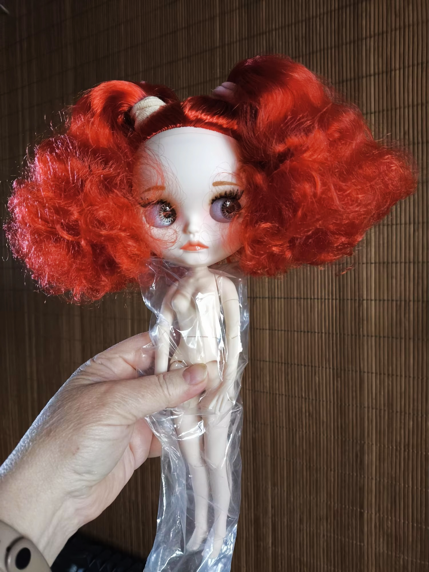 Rose – Premium Custom Neo Blythe Doll with Bright Red Hair, White Skin & Matte Cute Face