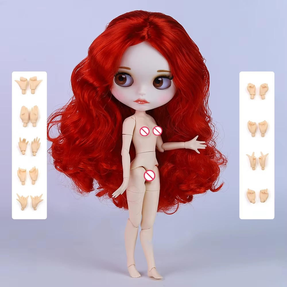 Rose – Premium Custom Neo Blythe Doll with Bright Red Hair, White Skin & Matte Cute Face