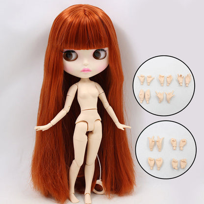 Jennifer - Premium Custom Neo Blythe Doll with Red-Brown Hair, White Skin & Matte Face
