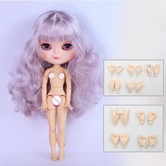 Blythe Doll with Azone Asian Face C-cup Jointed Body & Natural Skin & Shiny Face & Lilac Soft Purple Hair