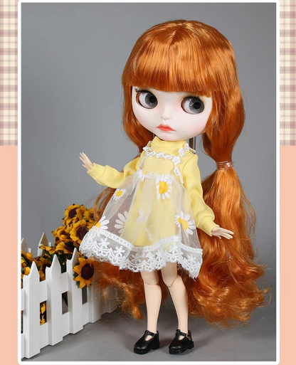 Elizabeth - Neo Blythe Doll with White Skin, Matte Face, Joint Body, Orange Curls