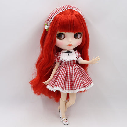 Margaret – Premium Custom Neo Blythe Doll with Red Hair, White Skin & Matte Pouty Face