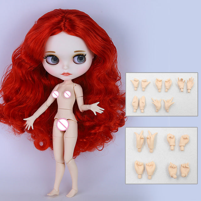 Rose – Premium Custom Neo Blythe Doll with Bright Red Hair, White Skin & Matte Cute Face